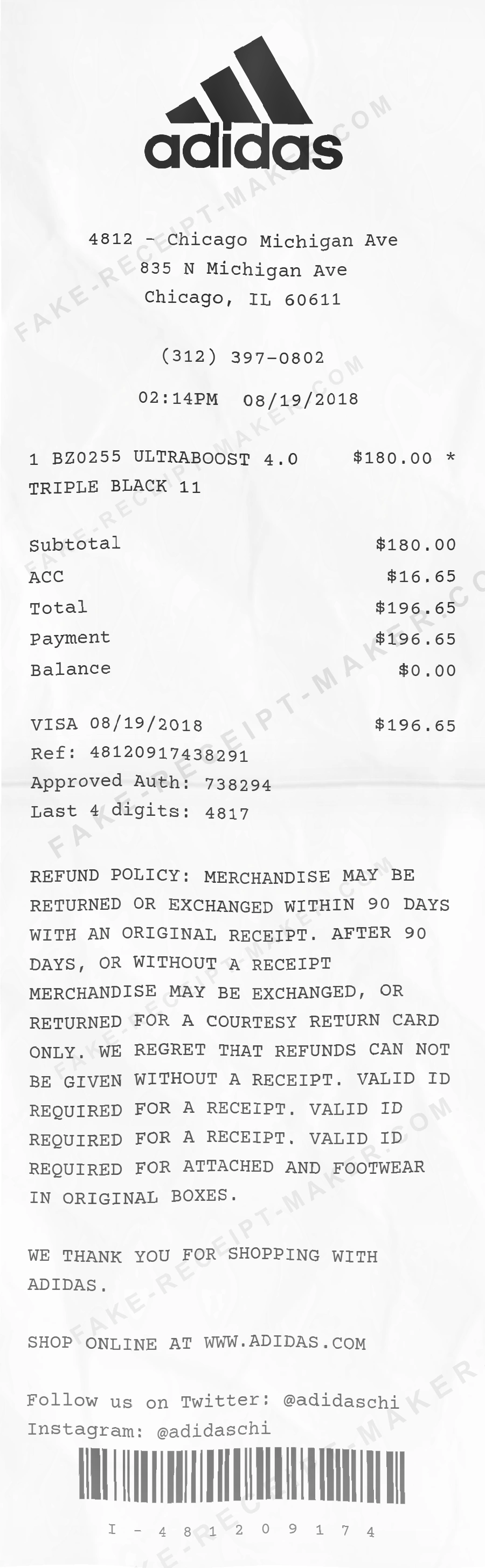 Make Adidas Receipt Online