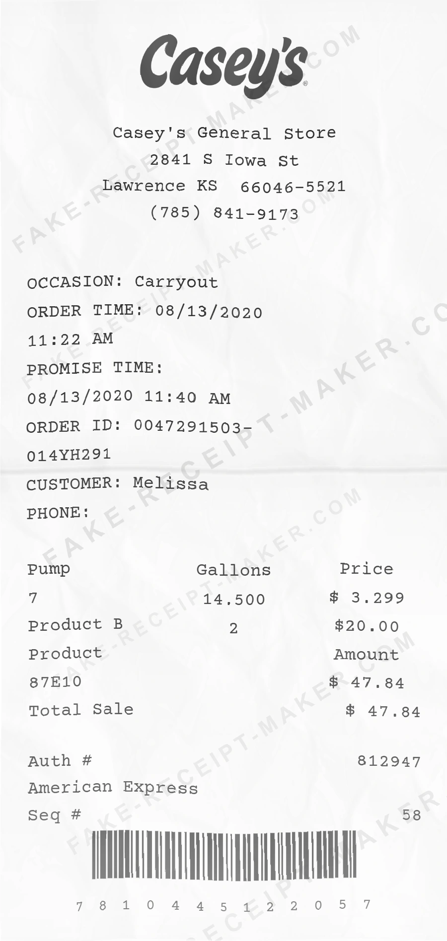 Make Casey's Receipt Online