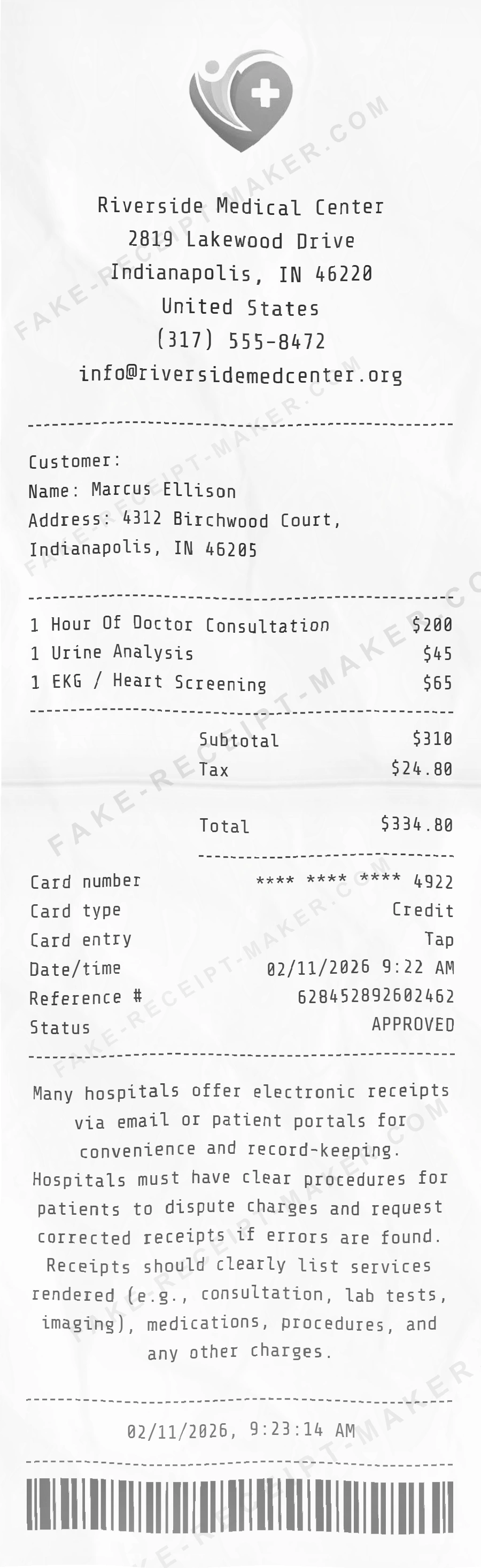 Medical receipt template