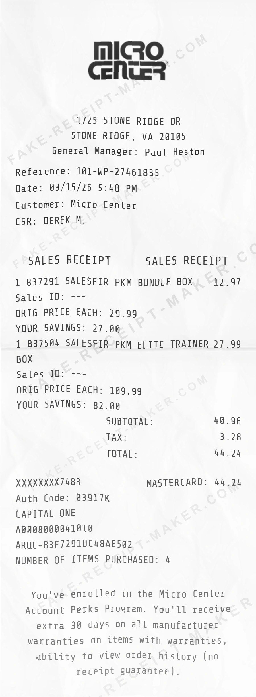 Make Micro Center Receipt Online