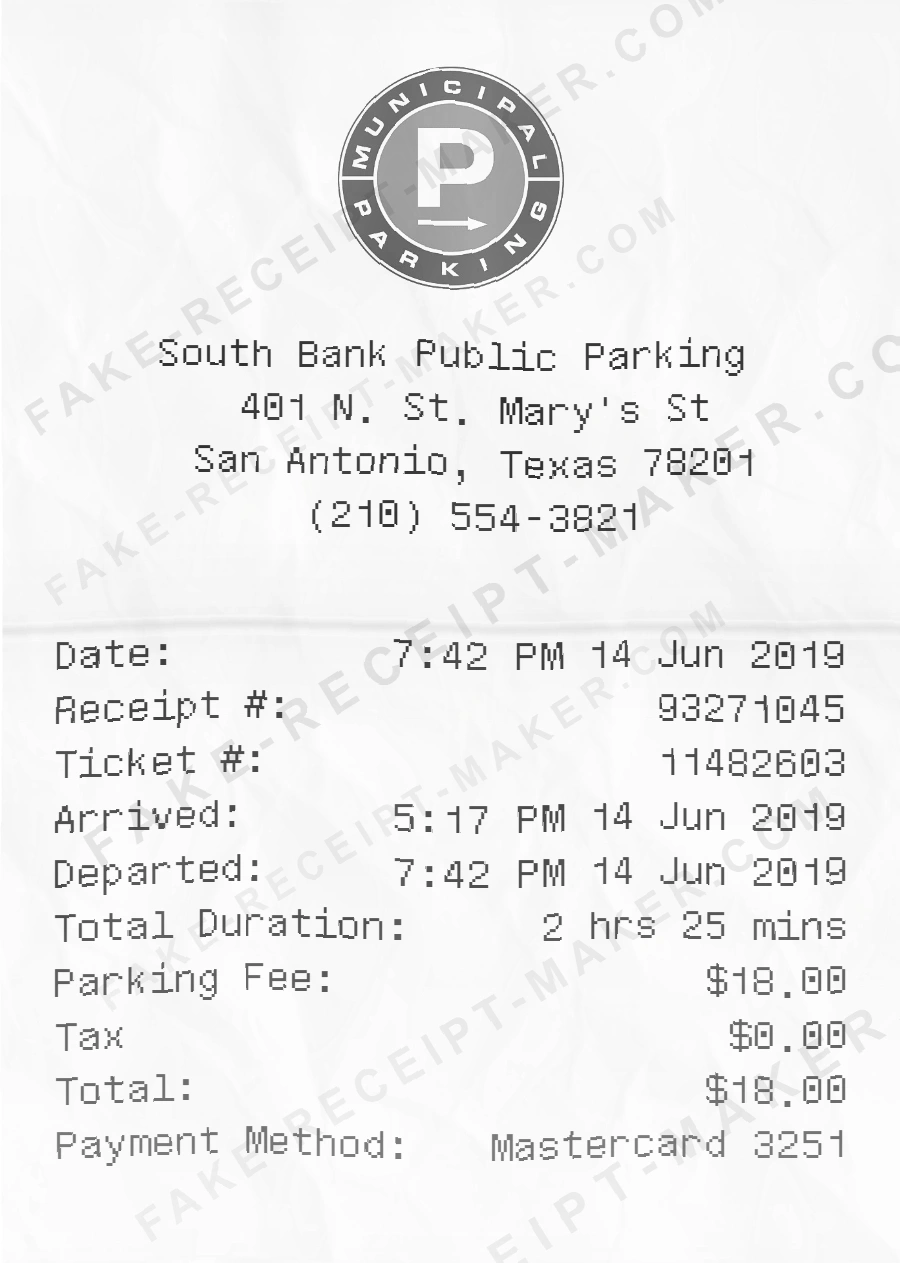 Make Parking lot Receipt Online