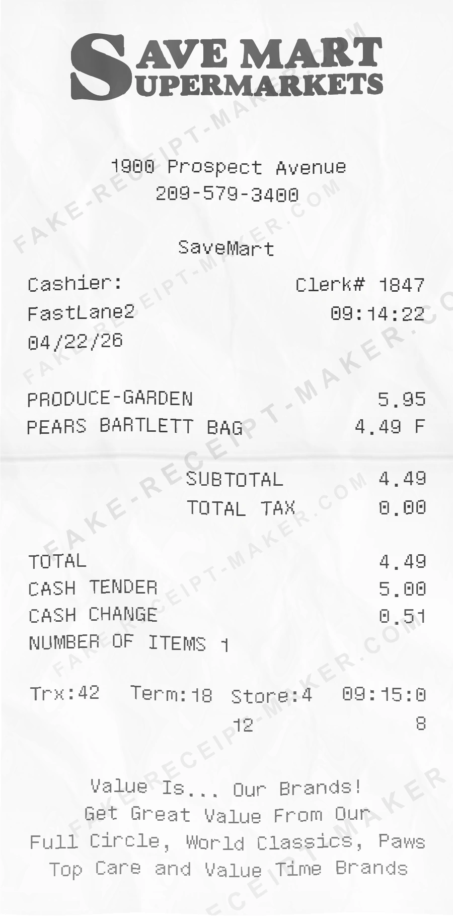 Make Save Mart Supermarkets Receipt Online