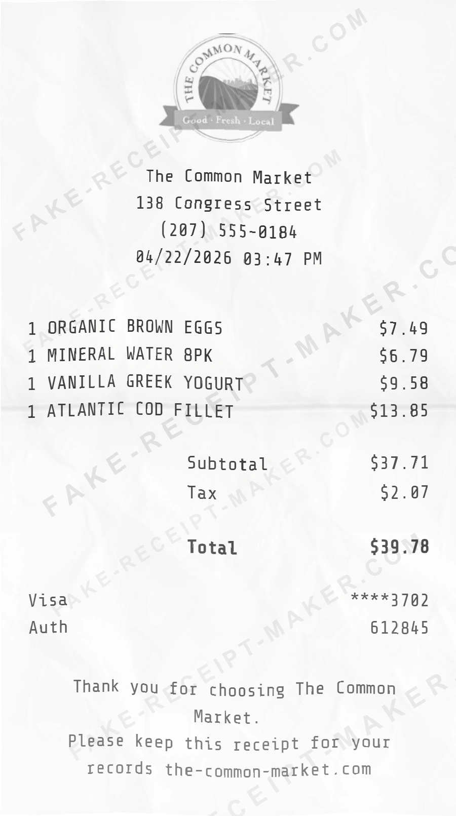 Make The Common Market Receipt Online