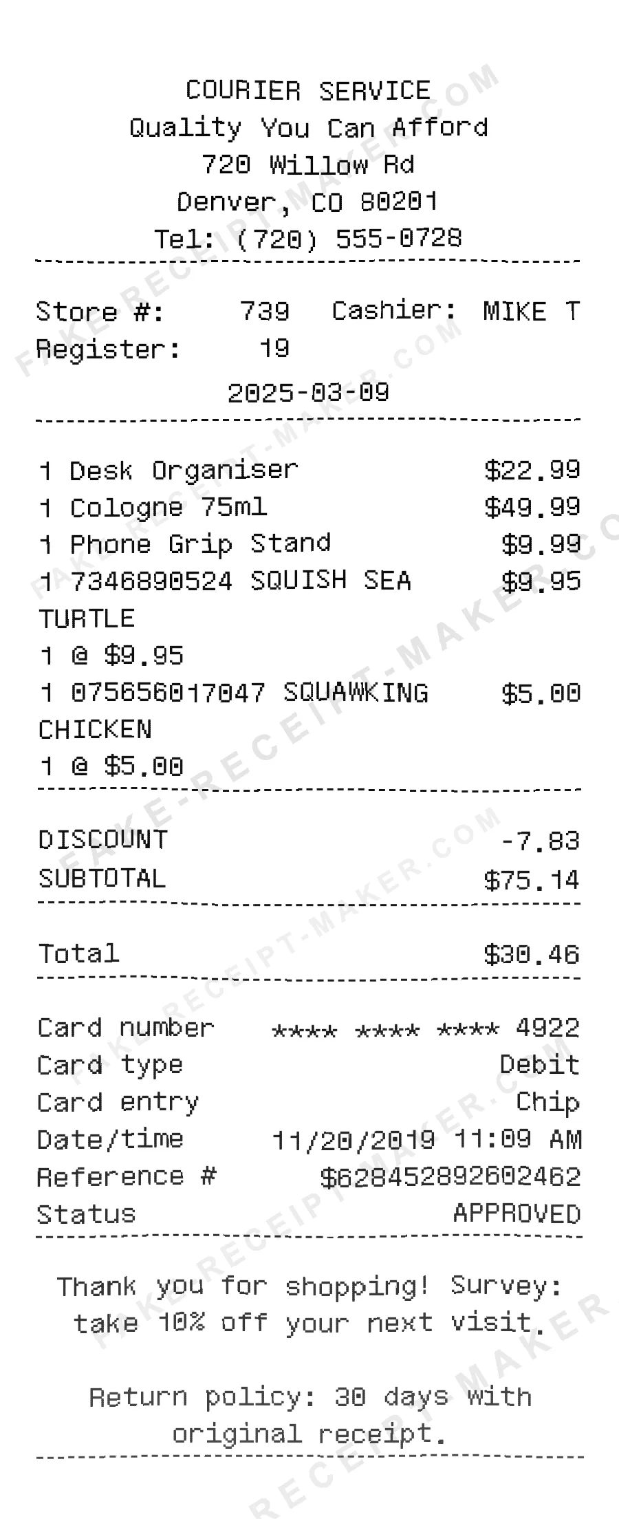Make Courier Service Receipt Online