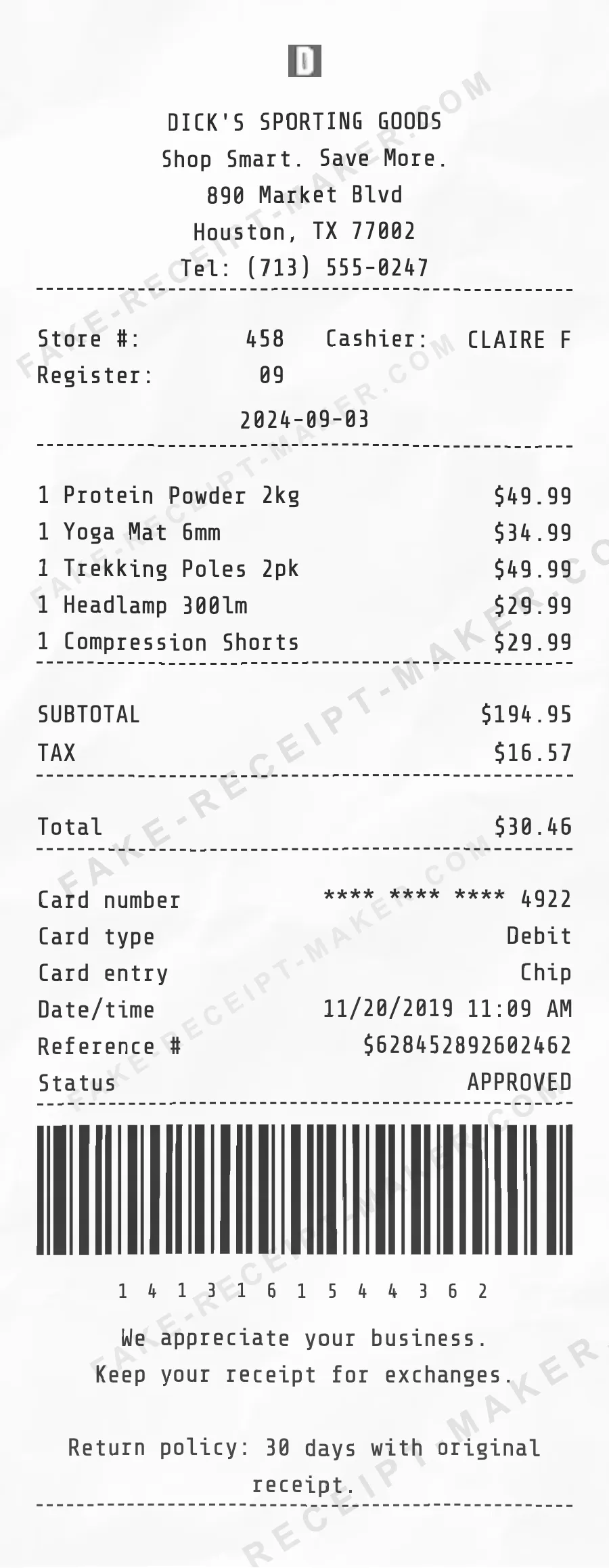Make Dick's Sporting Goods Receipt Online