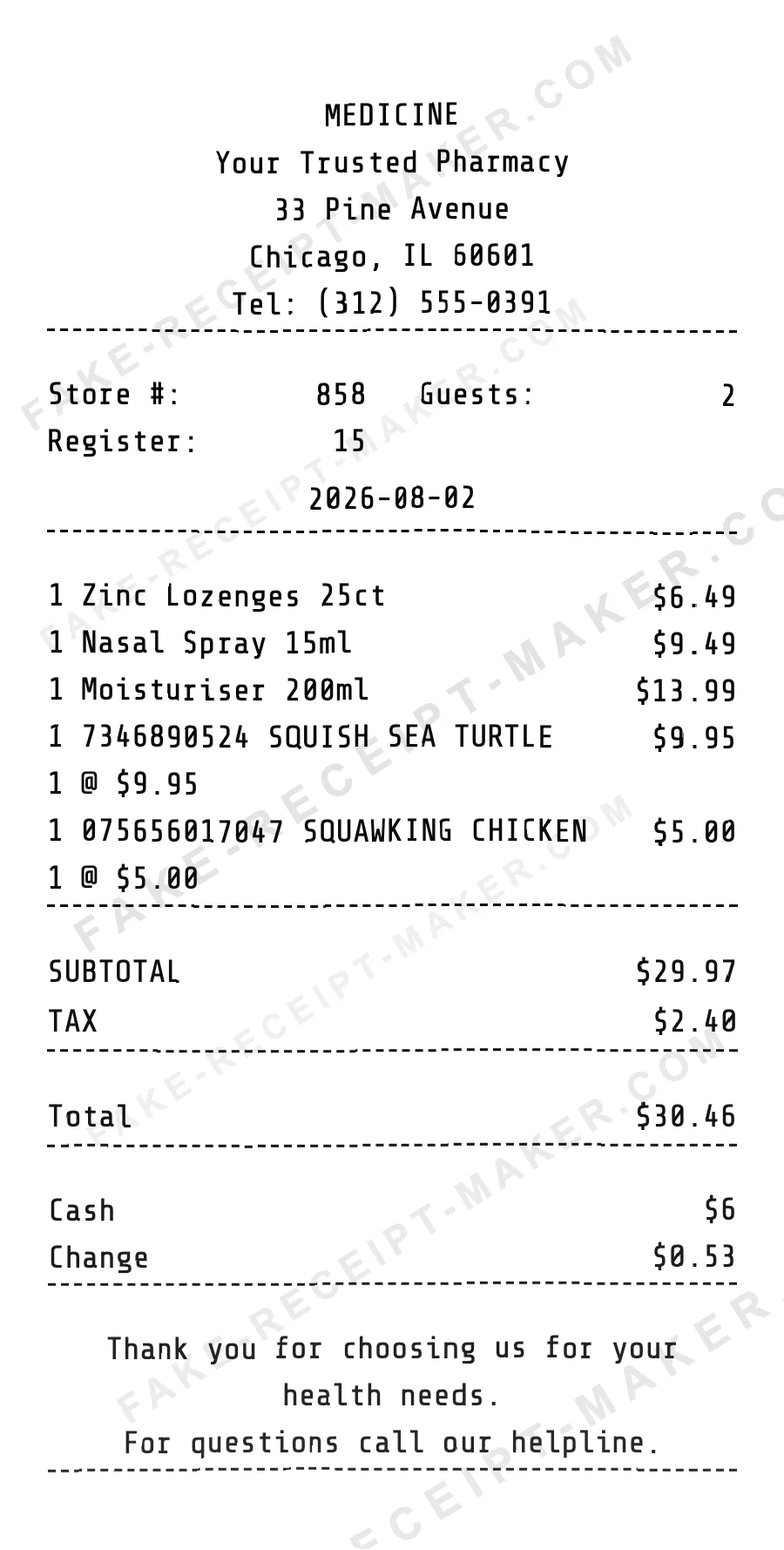 Make Medicine Receipt Online