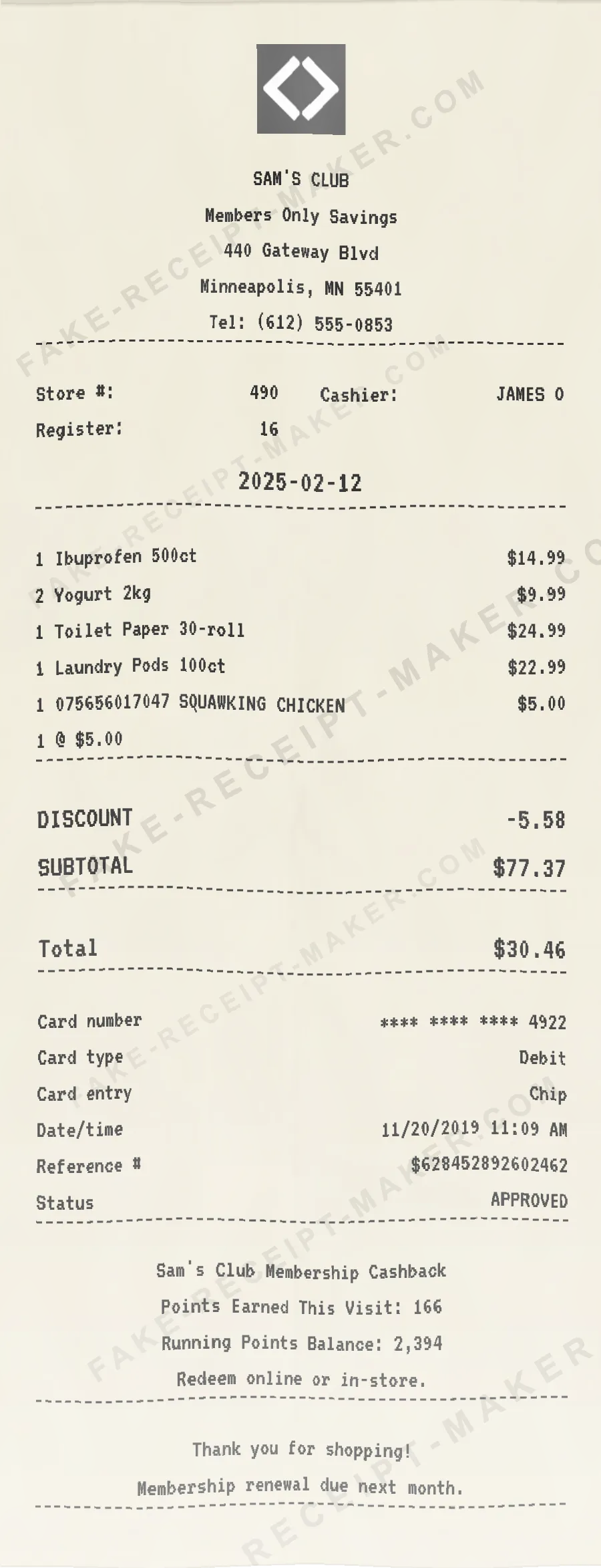 Make Sam's Club Receipt Online