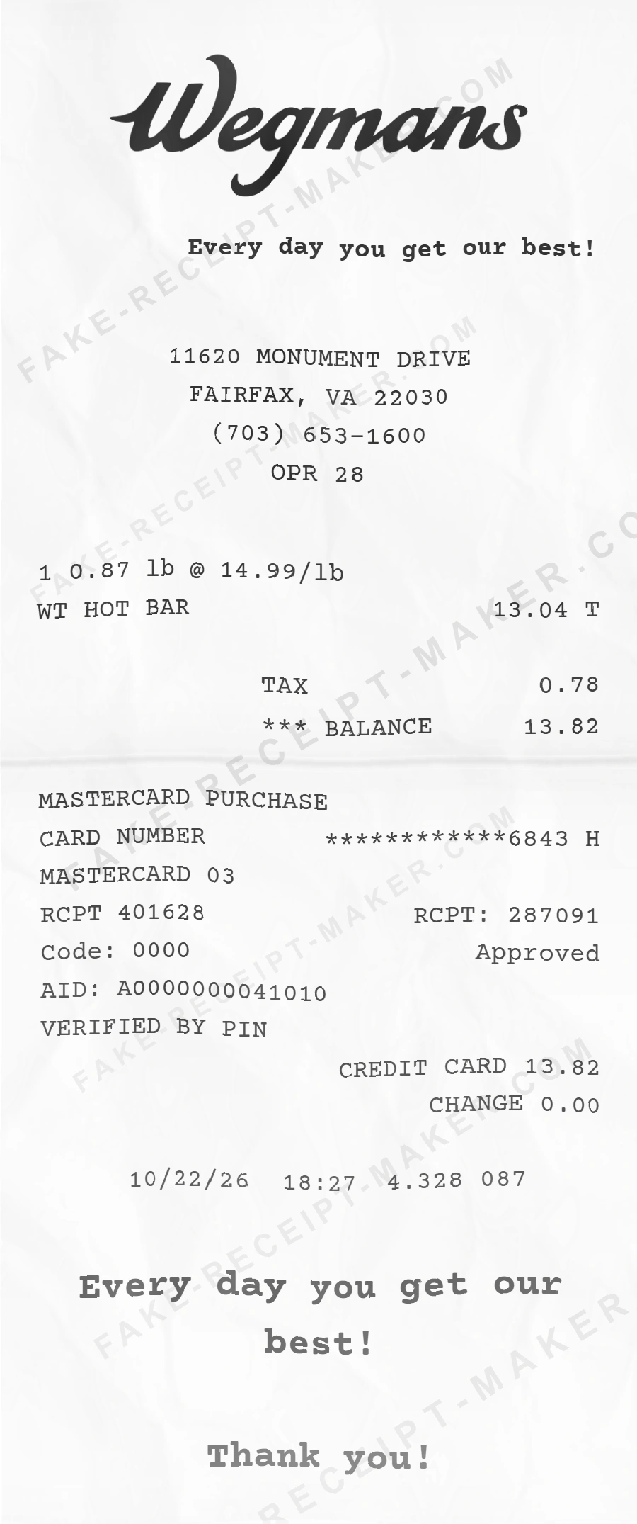 Make Wegmans Receipt Online
